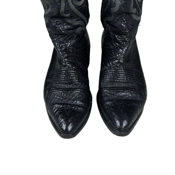 Vintage J Chisholm Western Handcrafted Black Leather Cowboy Men's Boots 8.5 D - Picture 2 of 16